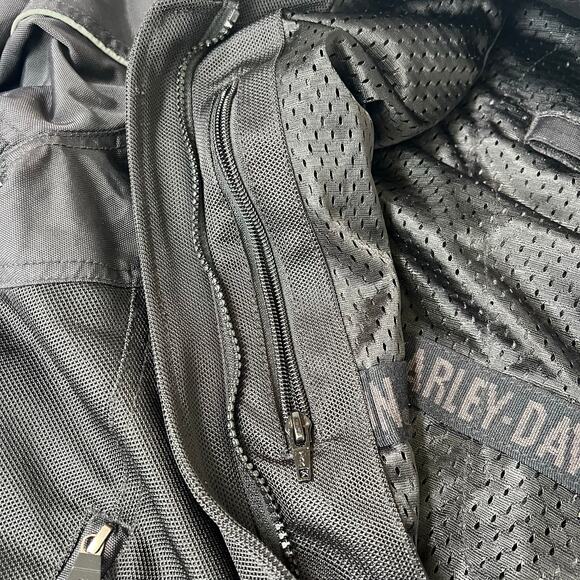 Harley Davidson Mens Black Motorcycle Jacket Mesh Armor Reflective Size Large - Picture 8 of 14